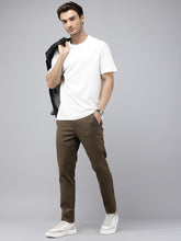 Men's Brown Cotton Caribbean Slim Fit Solid 5 Pocket Cross Pocket Trouser